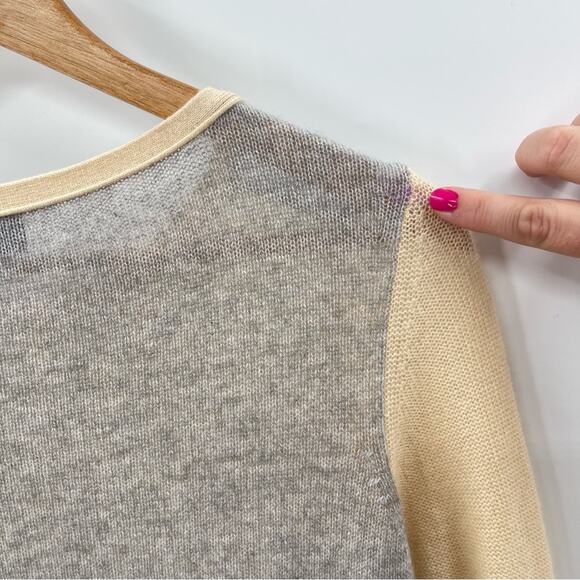 Magaschoni Colorblock 100% Cashmere Crewneck Asymetrical Lightweight Sweater - Picture 13 of 13